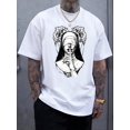 thumbnail image 1 of Men's Mysterious Nun Print T-Shirt - Casual, Breathable Cotton, Crew Neck, Short Sleeve Tee for All Seasons, Casual Sporty Tee, Comfy Tee, 1 of 4