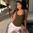 thumbnail image 7 of OQQ Women's one Piece Bodysuits Sexy Ribbed Sleeveless Square Neck Tank Tops Leotard 2025 Trendy Outfits, 7 of 7