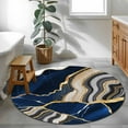 thumbnail image 5 of Blue Marble Round Rug 3ft Washable Circle Entryway Rugs Non Slip Grey Gold Texture Vintage Farmhouse Art Area Rug Indoor Floor Carpet for Bedroom Kitchen Living Room Home Office Dining Room Nursery, 5 of 8