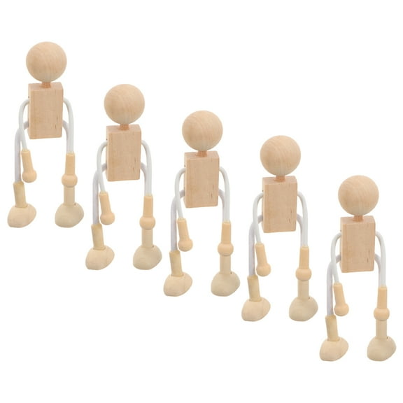 MUSEYA 6pcs People Figurines Natural Wood Color Wood Figures Toys Stimulate Kids' Imagination Party Decoration