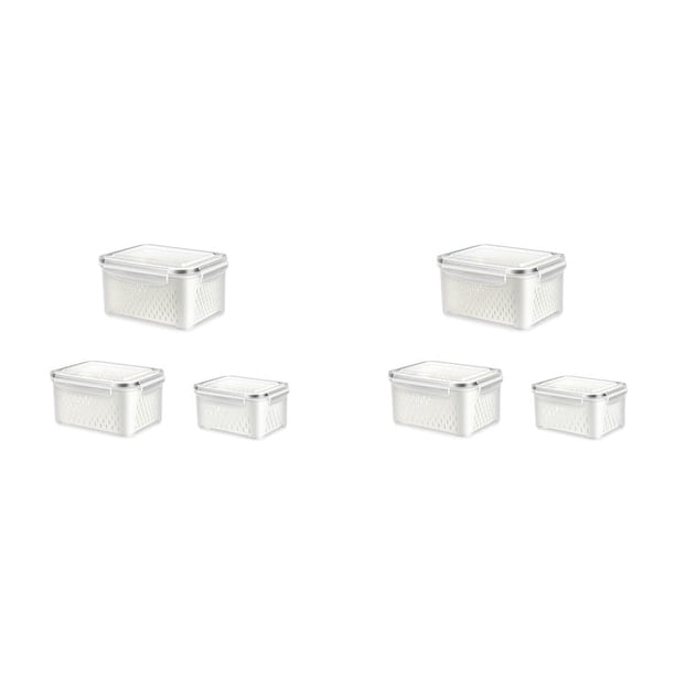 Contenedores de almacenamiento de frutas y verduras para refrigerador, paquete de 6 contenedores para guardar frutas y verduras, contenedores organizadores para refrigerador para ensaladas