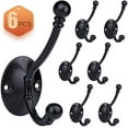 thumbnail image 2 of Ganchos para abrigos, paquete de 6 ganchos de pared, ganchos para toallas, ganchos de metal para abrigos con tornillos para dormitorio, abrigos, sombreros, baño, cocina, 2 of 6