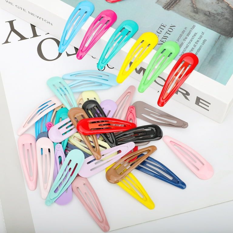 2'' Silicone Coated Hair Barrettes, TSV 40pcs Non-Slip Metal Snap Hair Clips  for Women and Girls, Drop Oil Protection 