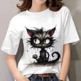 thumbnail image 4 of Funny Cat T Shirt Women Angry Cat Print Short Sleeve Tops Casual Pullover Street Y2k Tshirt Female, 4 of 10