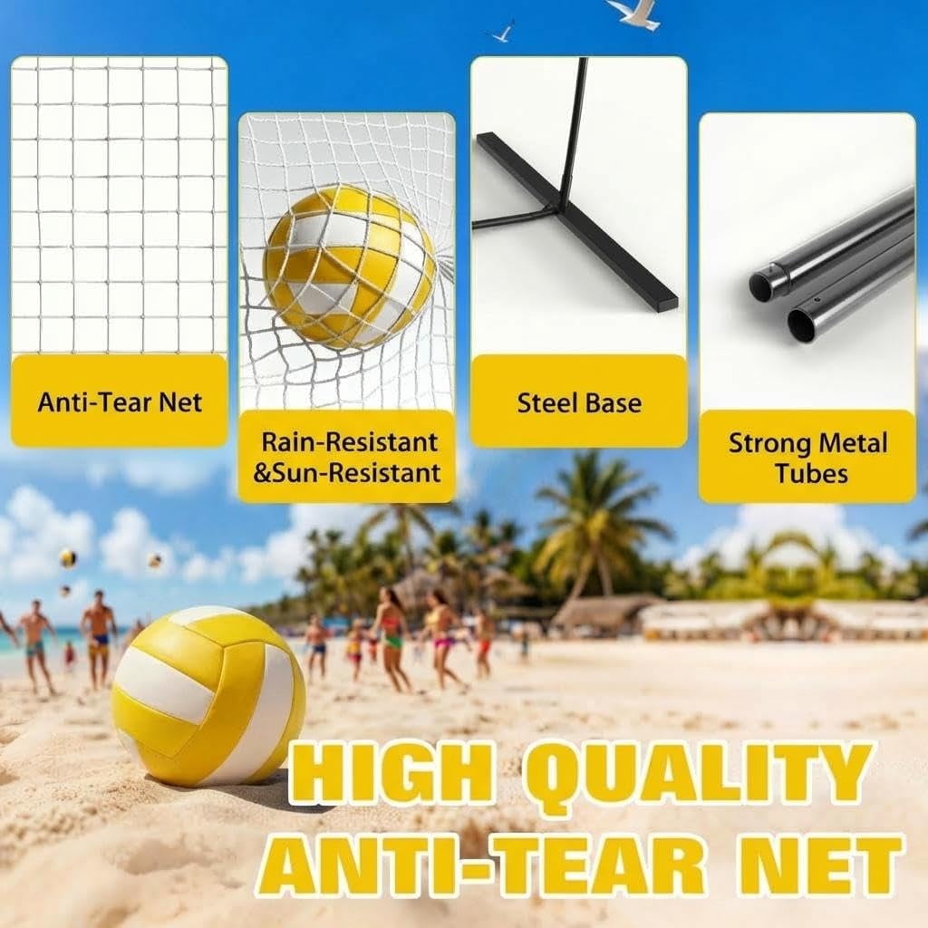 8x11 FT Portable Volleyball Practice Net, Adjustable 6.5-8 FT Height Training Net with Carry Bag for Backyard, Gym & Court