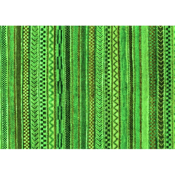 Ahgly Company Indoor Rectangle Abstract Green Modern Area Rugs, 3' x 5'