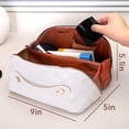 thumbnail image 4 of Bolsa de maquillaje BIVIZKU de gran capacidad, piel sintética a cuadros, color marrón, 4 of 8