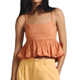 thumbnail image 1 of Women Y2k Ruffle Hem Spaghetti Strap Going Out Crop Tops Sleeveless Babydoll - Shirts Orange Color S, 1 of 8