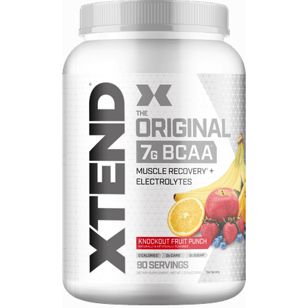 Xtend Original BCAA Powder, Branched Chain Amino Acids, Sugar Free Post Workout Muscle Recovery Drink with Amino Acids, 7g BCAAs for Men & Women, Knockout Fruit Punch, 90