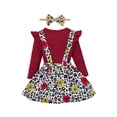 thumbnail image 3 of Baby Girl Clothes Set Long Ruffle Sleeve Ribbed Romper Top Floral Suspender Skirt Headwear Set Casual Newborn Girl Dresses Outfits, 3 of 10