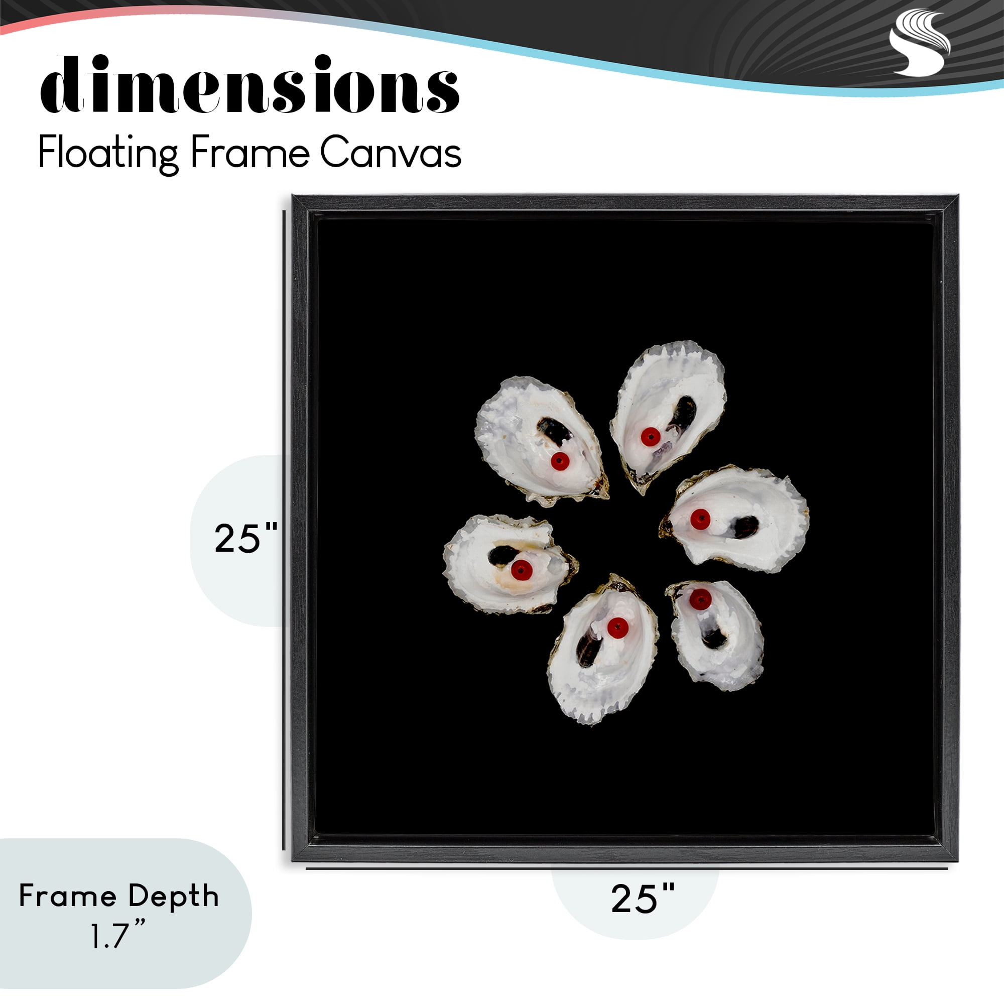 Stupell Industries Oyster Shells Symmetry Black Framed Floater Canvas Wall Art, design by Beth Adoette