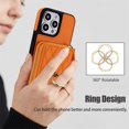 thumbnail image 3 of For Apple iPhone 16 Pro RFID Blocking Wallet Case Magnetic Flip Cover Multi-Card Slots Zipper Pocket With 360 ° Rotating Ring Holder Detachable Shoulder Strap And Wrist Strap,Orange,For iPhone 16 Pro, 3 of 10