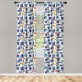 thumbnail image 3 of Ambesonne Flower Curtains, Nature Botanic Violet, Pair of 28"x95", Dark Blue Orange, 3 of 5