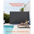 thumbnail image 6 of VEVOR Retractable Side Awning, 71" x 118" Patio Retractable Side Screen with 180 g/m² Polyester Fabric, Waterproof Sunshade Outdoor Privacy Screen Room Divider for Garden, Balcony, Pools, Deck, Gray, 6 of 9
