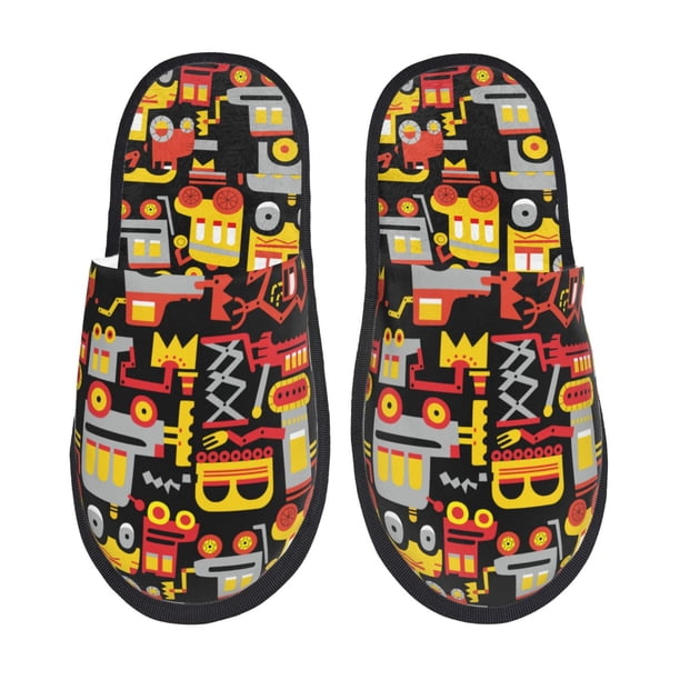 Fotbe Cars Pantuflas Peludas para Mujer con Estampado, Zapatillas de Peluche, Zapatos de Invierno para Casa, Uso Interior y Exterior-Large