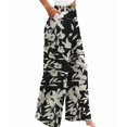 thumbnail image 2 of Women'S Pants Casual Button Up High Waisted Wide Leg Trousers Black Flower L, 2 of 7