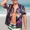 thumbnail image 7 of Honeii Colorful Wolf Head A Print Men’s Hawaiian Shirt,Classic Button-Down Short Sleeve Shirt, for Beach, Vacation, and Outdoor Activities,3X-Large, 7 of 7
