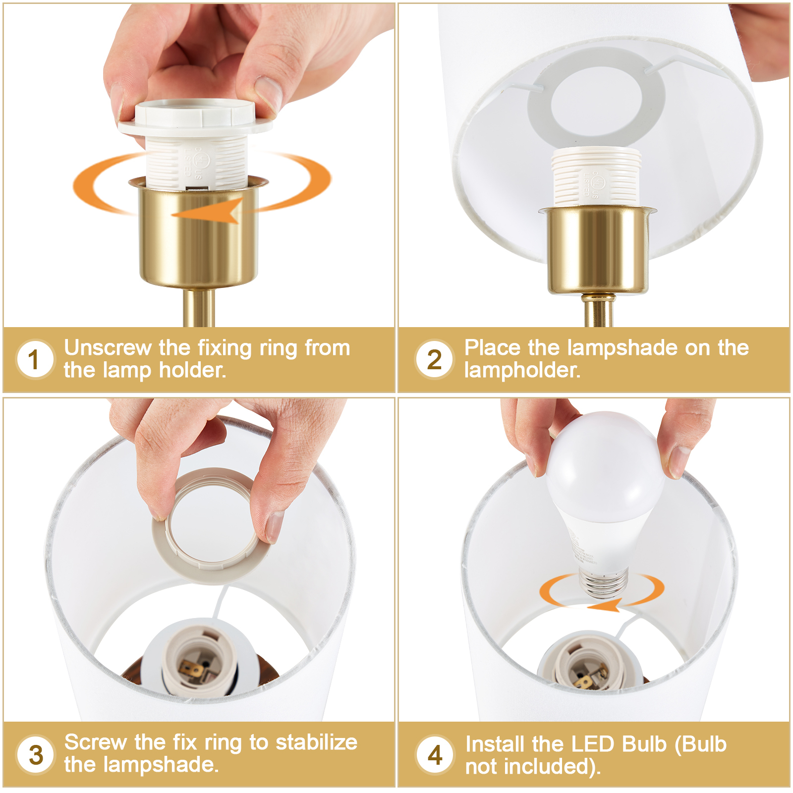 NATYSWAN Bedside Table Lamps Set of 2, Touch Control with USB Ports photo 5