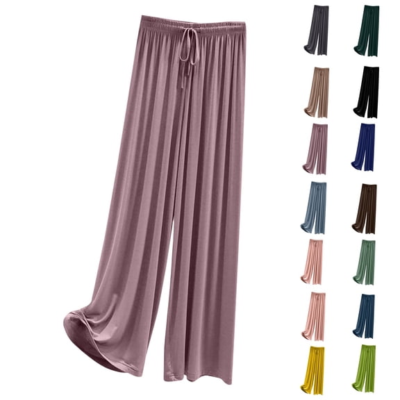 Boyscolos Women's Comfortable Casual Pants High Waisted Drawstring Wide Leg Pants Loose Lounge Long Pants with Pockets