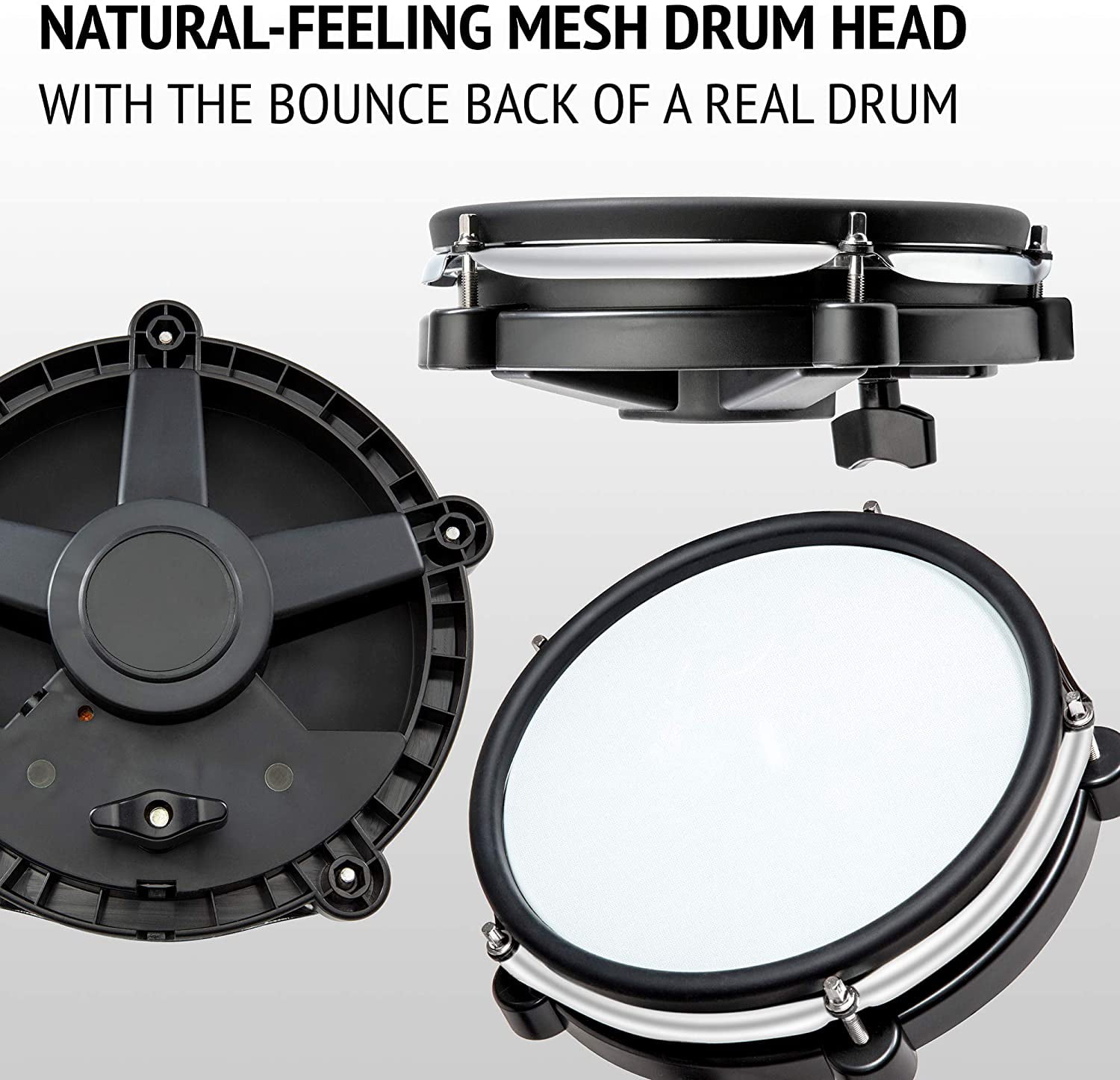 LyxJam Electric Drum Kit 7 Pack Mesh Fabric Black with Responsive Sounds and Polyphony