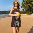 thumbnail image 3 of Lsque Gothic Skull With Roses Pattern Summer Dresses for Women – Sleeveless T-Shirt Swing Sundress, Perfect for the Beach and Casual Days, 3 of 7