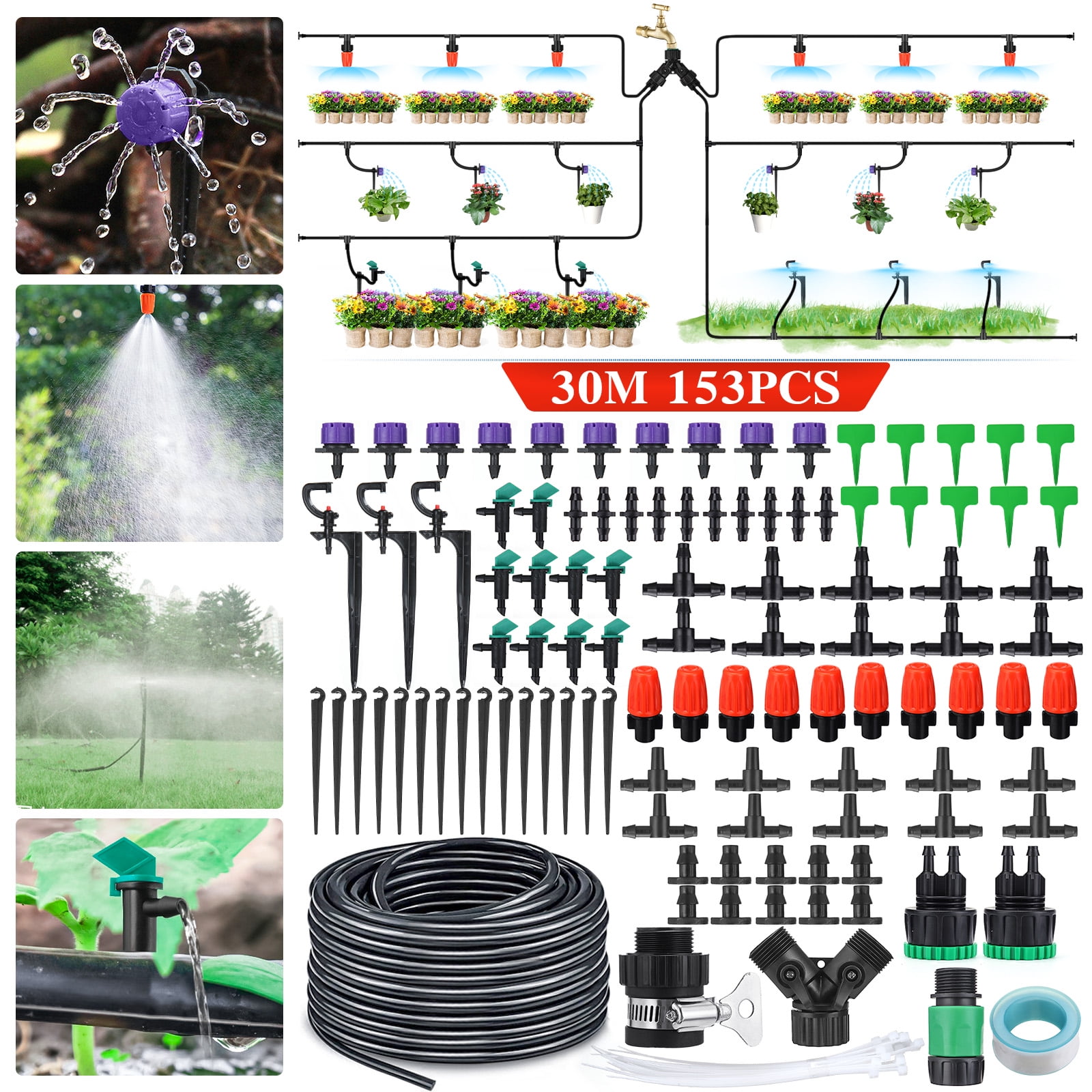 KING DO WAY Micro Drip Irrigation Kit Watering System Mist Sprinkler