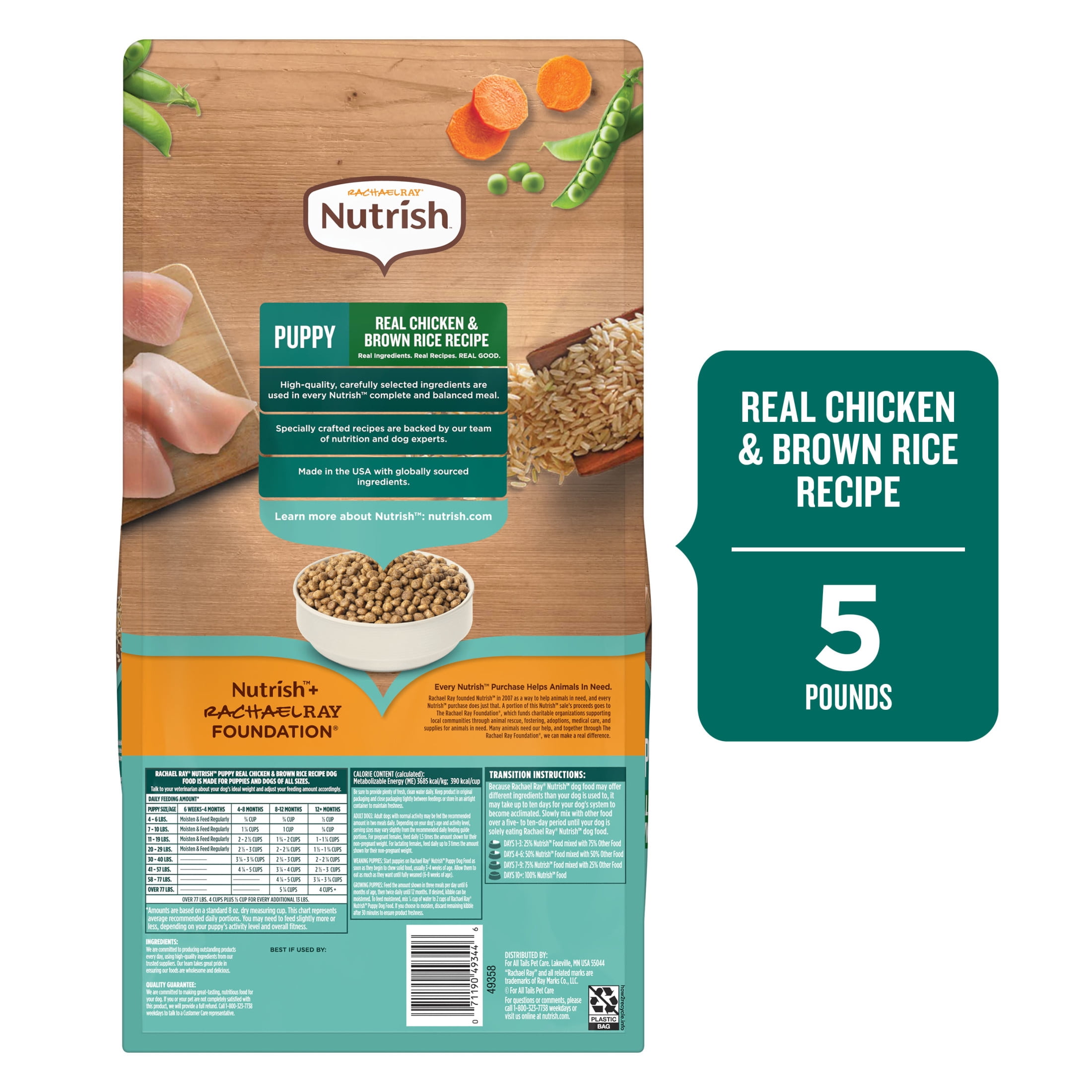 Rachael Ray Nutrish Dry Dog Food Puppy, Real Chicken & Brown Rice Recipe, 5 lb.