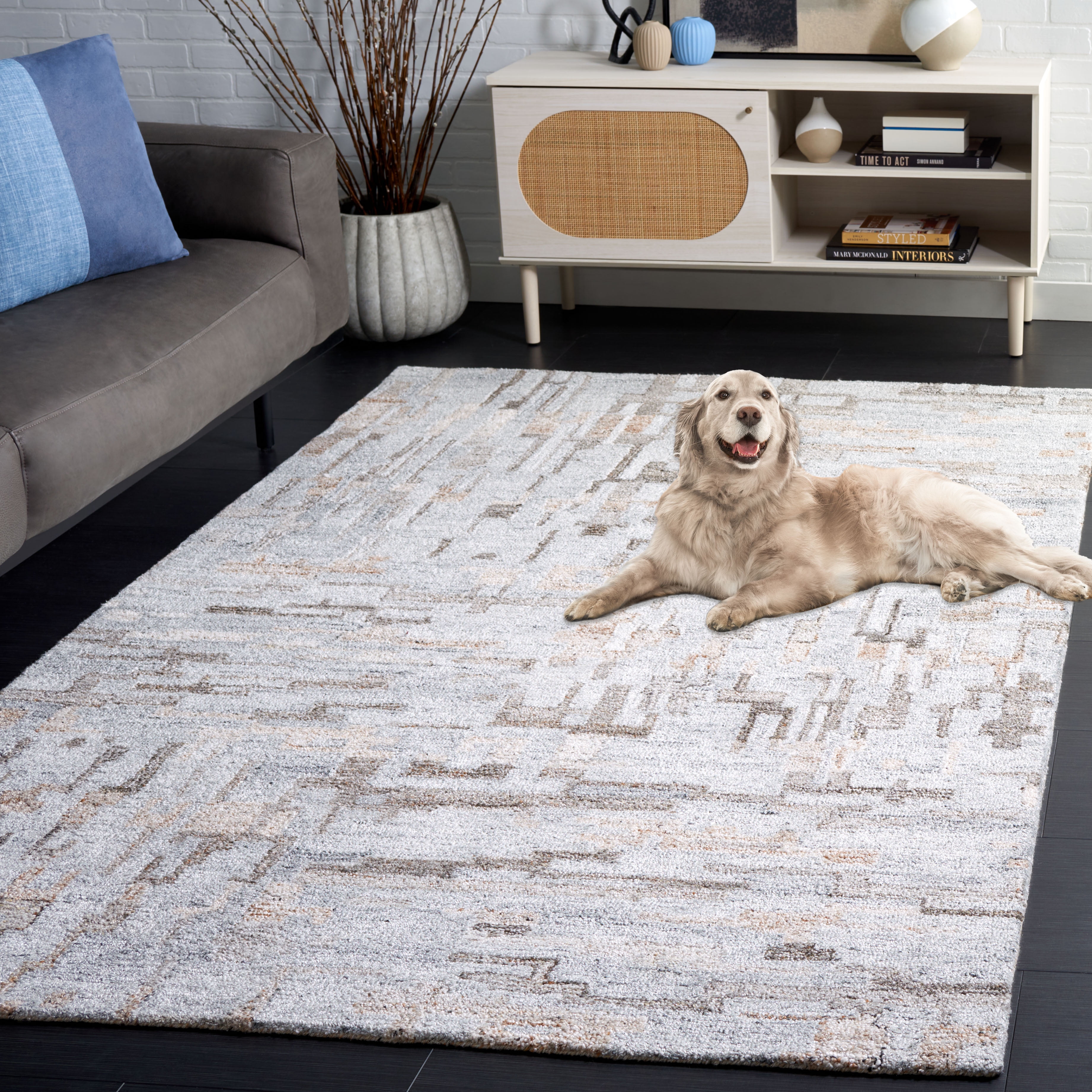 SAFAVIEH Abstract Collin Geometric Area Rug, Gray/Brown, 3' x 5'