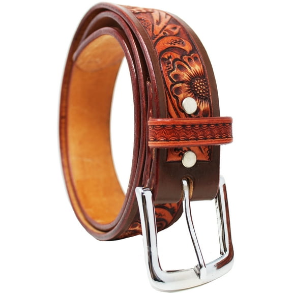 45-46  Western 1-1/2" Wide Rodeo Fashion Antique Tooled Leather Belt 2669RS