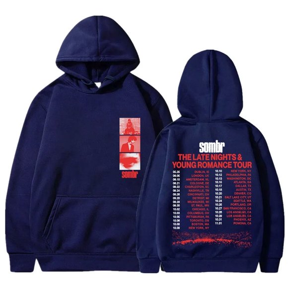 Sombr The Late Nights & Young Romance Tour Merch Chandail à Capuchon Unisexe Tendance Mode Jeu de Rôle Chandail à Manches Longues