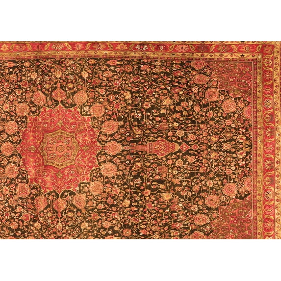 Ahgly Company Indoor Rectangle Medallion Orange Traditional Area Rugs, 7' x 10'