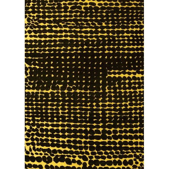 Ahgly Company Indoor Rectangle Abstract Yellow Modern Area Rugs, 5' x 8'