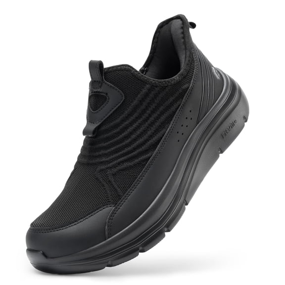 FitVille Mens Wide Slip on Walking Sneakers with Arch Support Breathable Hands Free Slip on Shoes for Men