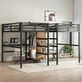 thumbnail image 6 of HICOMILA Twin Size Loft Bed with Desk and Stairs,Metal Double Loft Beds with Wardrobe and USB Outlet, Heavy Duty Loft Bed for 2 with Storage Shelves, Noise Reduced,Woodgrain, 6 of 10