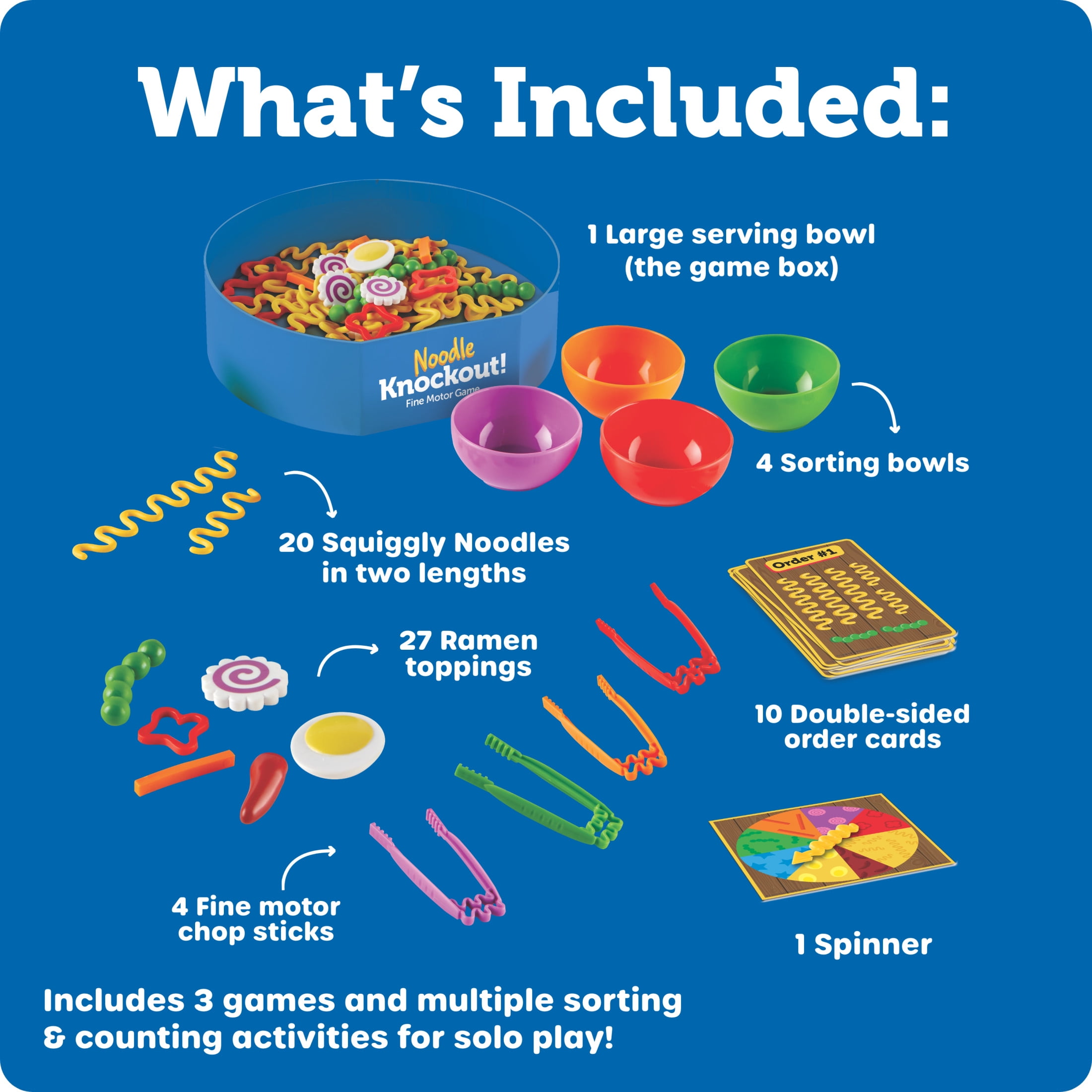 Learning Resources Noodle Knockout! Fine Motor Game, Educational Matching Kids Toy, Ages 4+