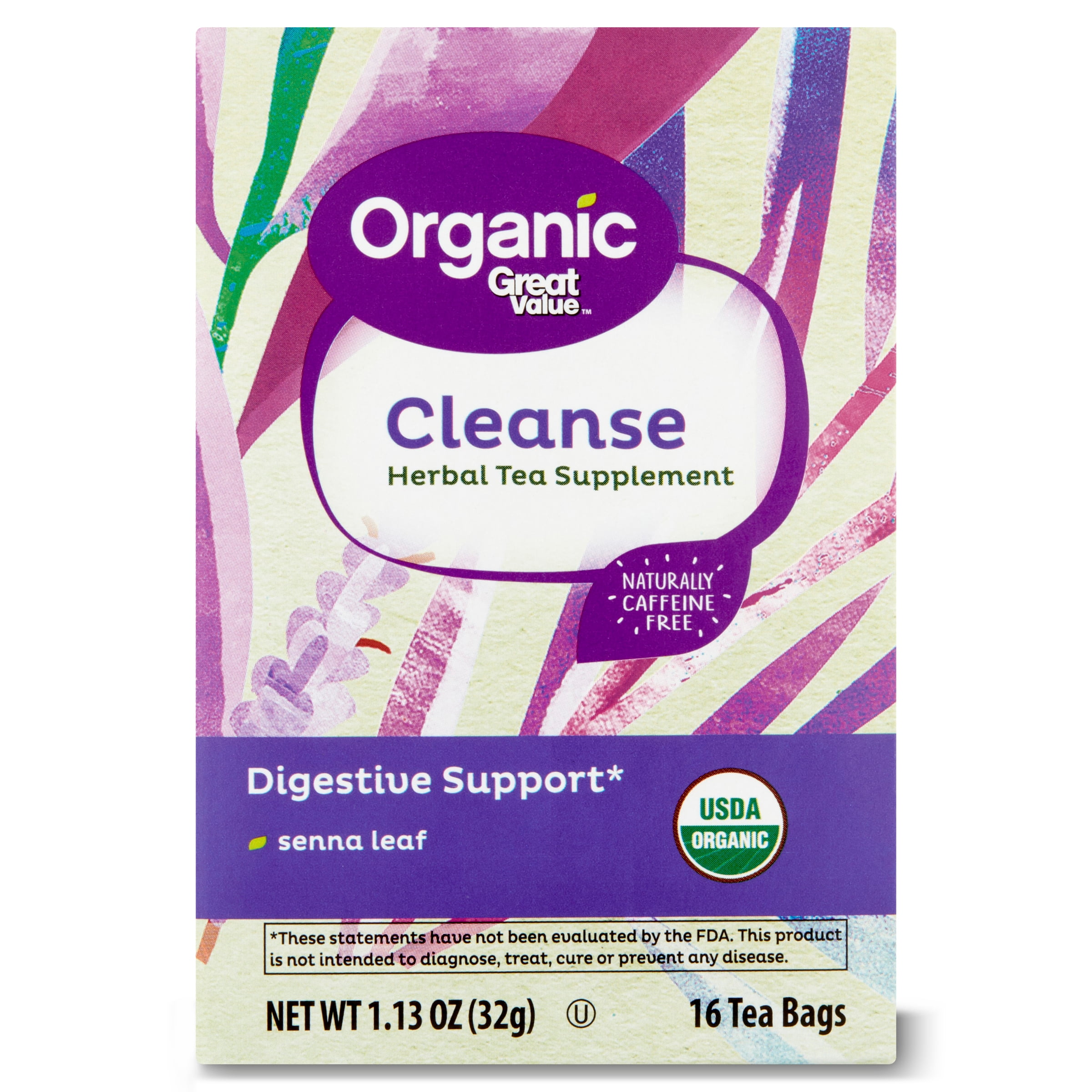 Great Value Organic Cleanse Tea Bags, 1.13 oz, 16 Ct