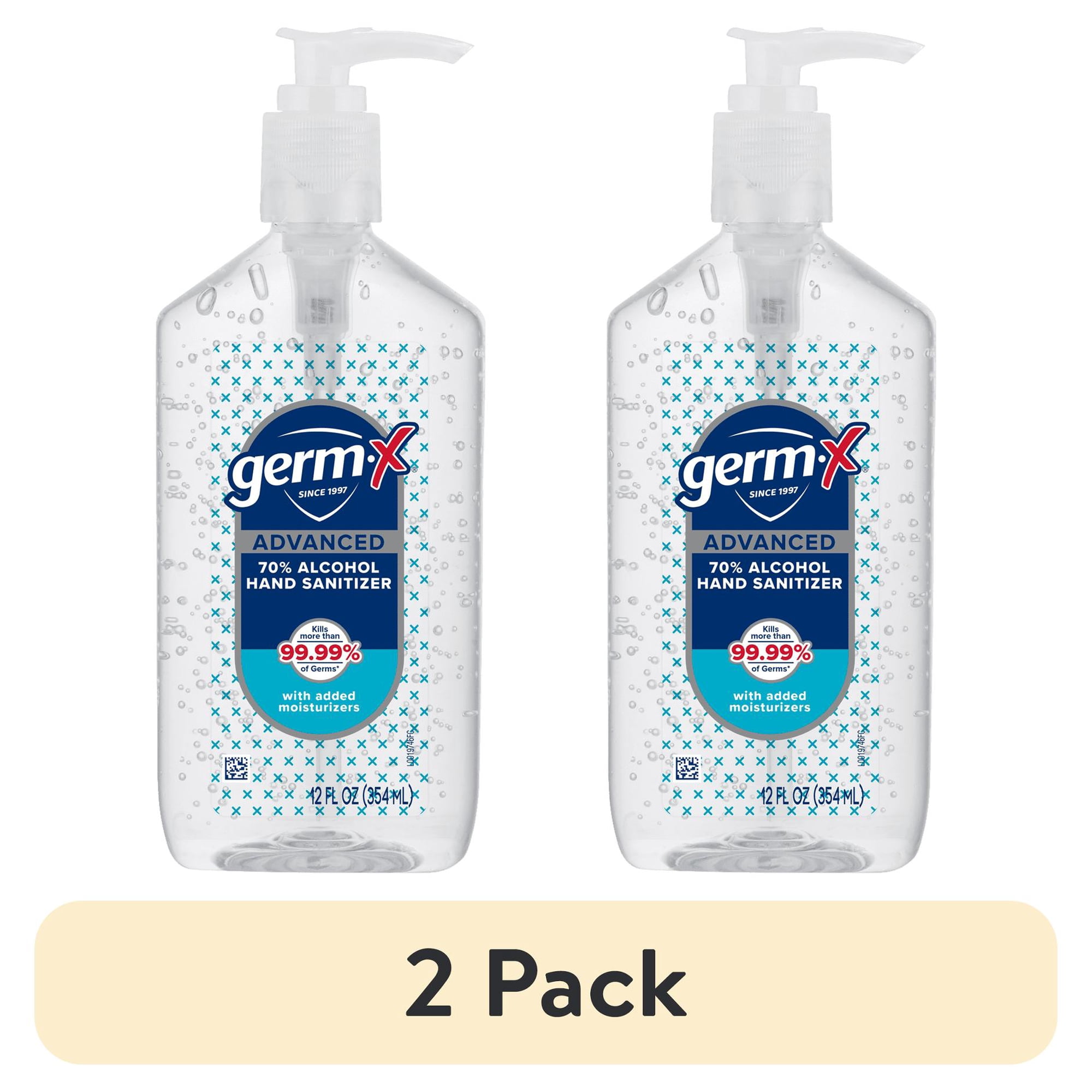 (2 pack) Germ-X Advanced Hand Sanitizer with Pump Alcohol & Moisturizers Original Fresh Scent 12 fl oz.