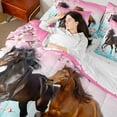 thumbnail image 4 of Homewish Galloping Horse 7-Piece Twin Bedding Sets For Teens Female Men,Western Farmhouse Animal Bedding Comforter Set,Cherry Blossom Breathable Sheet Sets,Gradient Room Decor,Reversible, 4 of 8