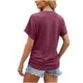 thumbnail image 3 of qolati Women's Summer T Shirts Casual Short Sleeve Loose Tee Tops 2024 Fashion Crew Neck Solid Basic Ruched Hem Going Out Blouse, 3 of 4