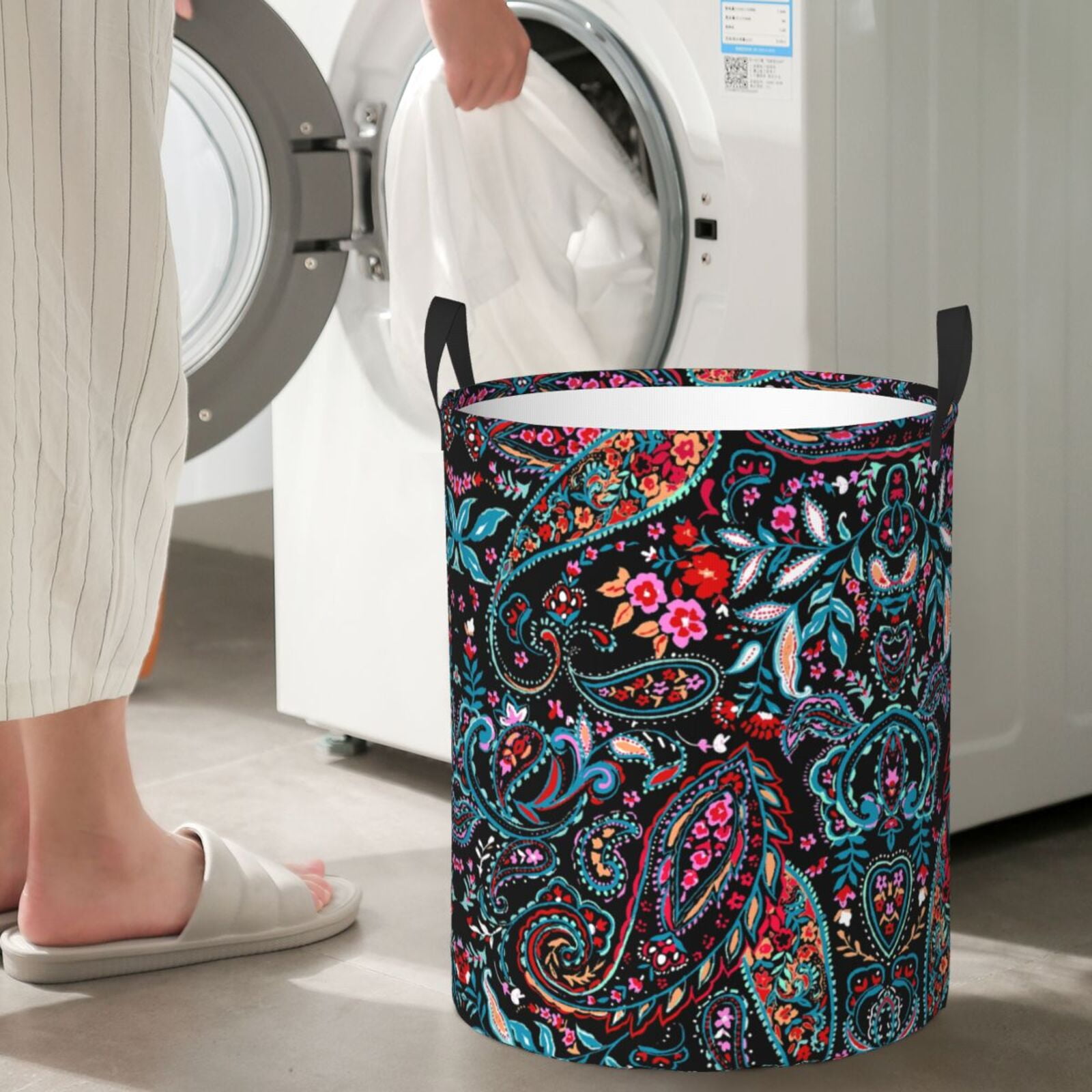 Large Laundry Basket with Handles - Paisley Kids Baby Dirty Clothes Laundry Hamper for Bedroom Aesthetic