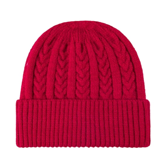 QSAWXQZ Men's Cable Knit Cuff Beanie Thick Versatile Ear Protection No Brims Hat for Cold Wine Free Size