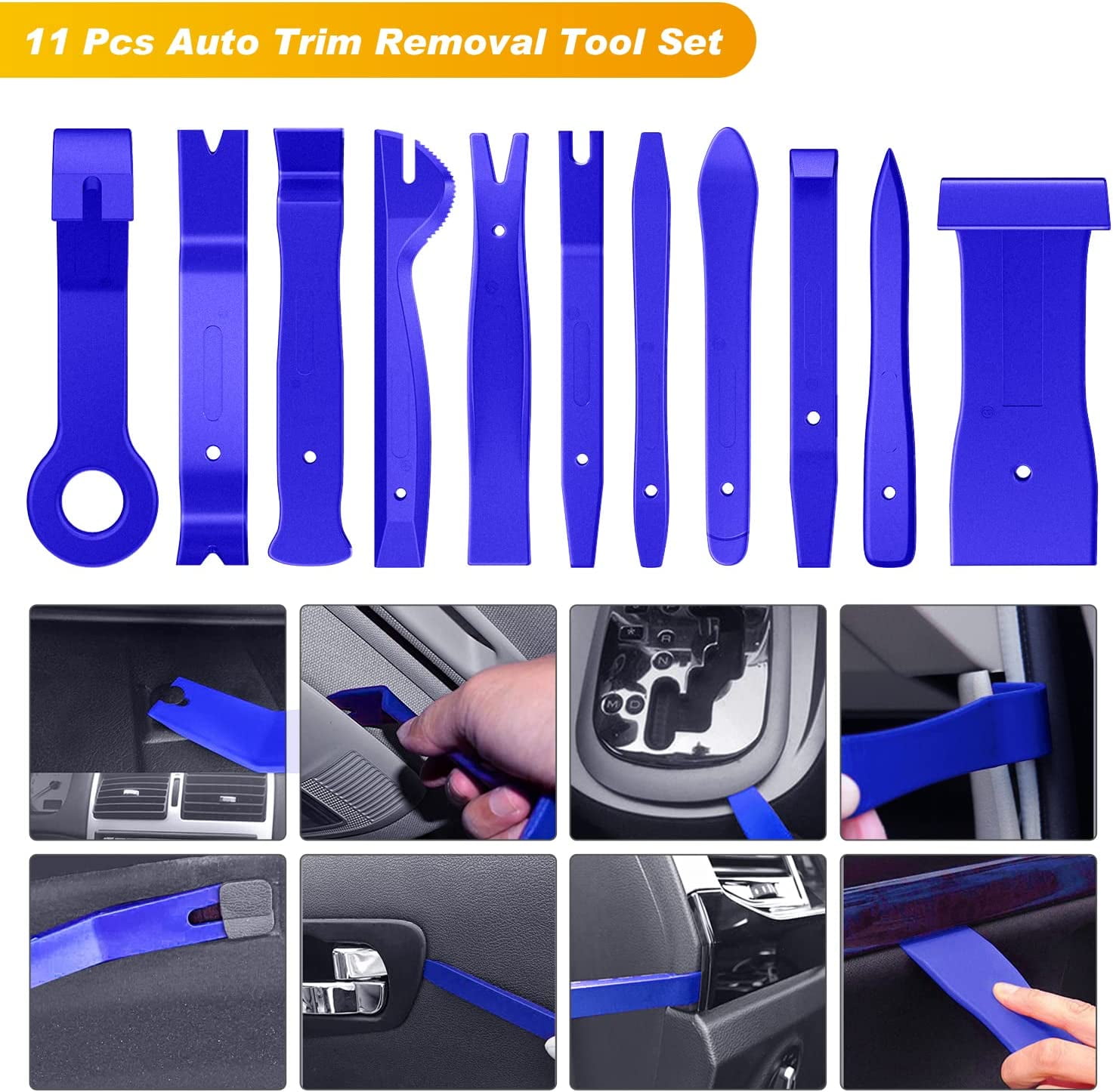 GOOACC 102Pcs Nylon Trim Removal Tool, Auto Push Pin Nylon Bumper Retainer Clip Set Fastener Terminal Remover Tool Round Handle Crowbar Pry Kit Car/Radio Panel