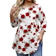 thumbnail image 2 of NTACZA Tops Womens Plus Size Floral Tunic Long Sleeve Crew Neck Graphic Womens Shirts Casual M, 2 of 7