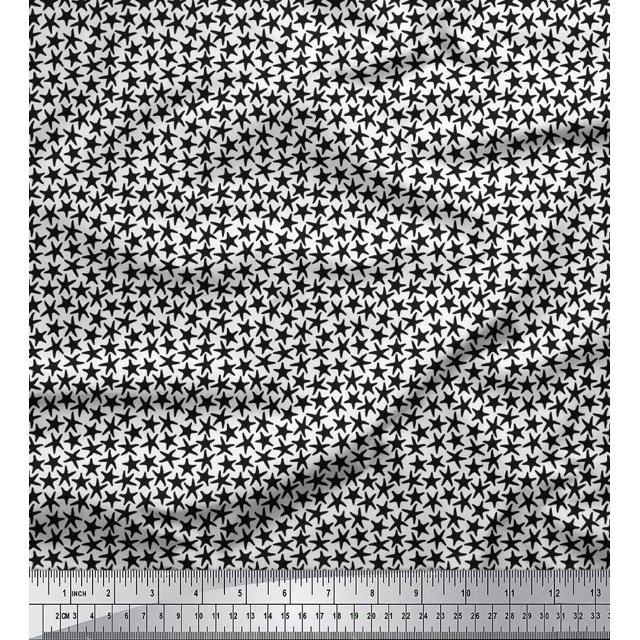 Soimoi polyester Crepe Fabric Stars Star Printed Fabric 1 Yard 52 Inch Wide