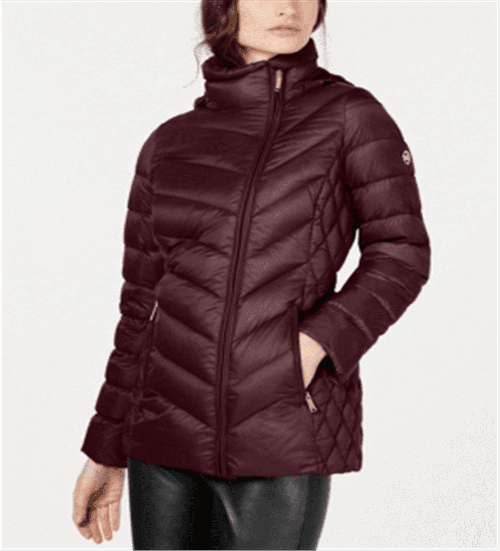 Michael michael kors asymmetrical hooded puffer coat deals