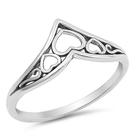 Filigree Heart Ring - Filigree Chevron Heart Promise Ring Sterling Silver Celtic Thumb Band Size 8