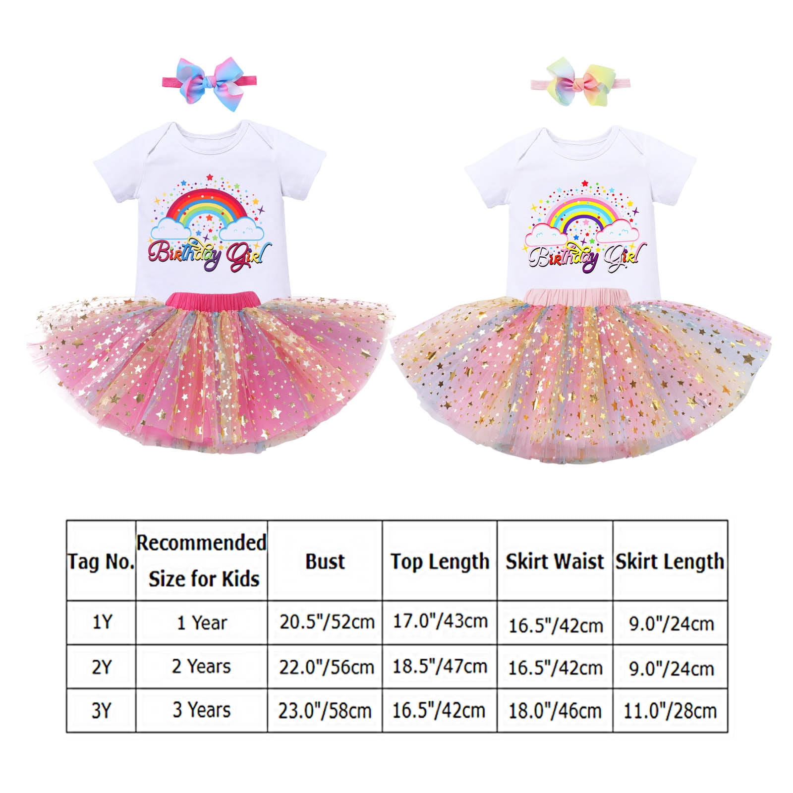 IBTOM CASTLE Toddler Baby Girl Unicorn 1st 2nd 3rd Birthday Outfit Romper + Rainbow Tutu Skirt + Headband + Sash + Badge 5PCS Princess Dress up Clothes Set for Cake Smash Photo Shoot