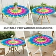 thumbnail image 7 of Colorful Rainbow Tie Dye Spiral Pattern Round Fitted Tablecloth with Elastic Edge,Dining Table Cover Waterproof,Outdoor Round Tablecloth for Camping,Dining,Indoor and Outdoor, 7 of 7