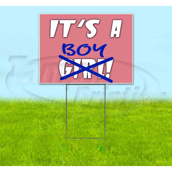 Its A Boy (18" x 24") Yard Sign, Includes Metal Step Stake