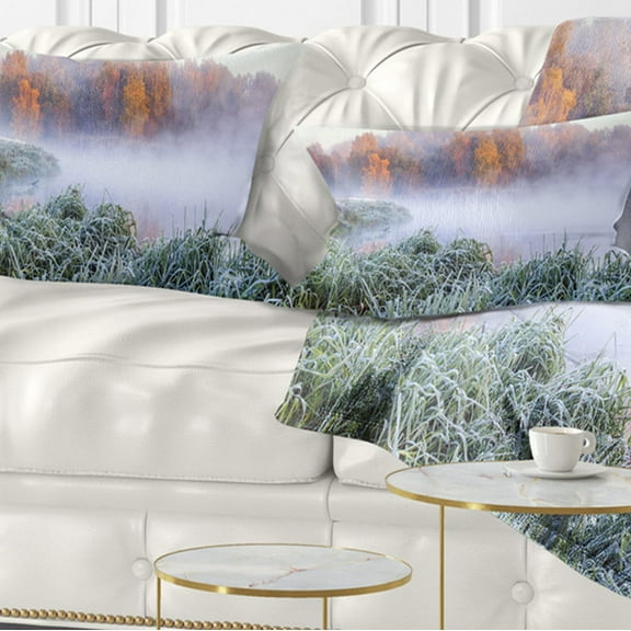 Designart 12" x 20" White Polyester Throw Pillow